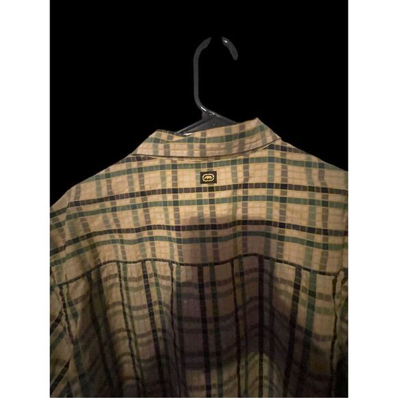 Ecko Unltd Mens Yellow & Blue Short Sleeve Plaid Button-Up Shirt Size XL - Picture 8 of 15
